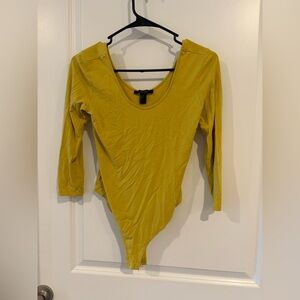 Forever 21 Mustard Yellow Long Sleeve Bodysuit Size M